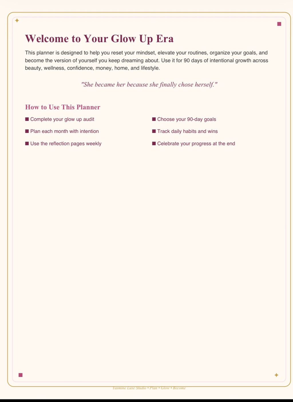 The Becoming Her™: 90-Day Glow Up Planner