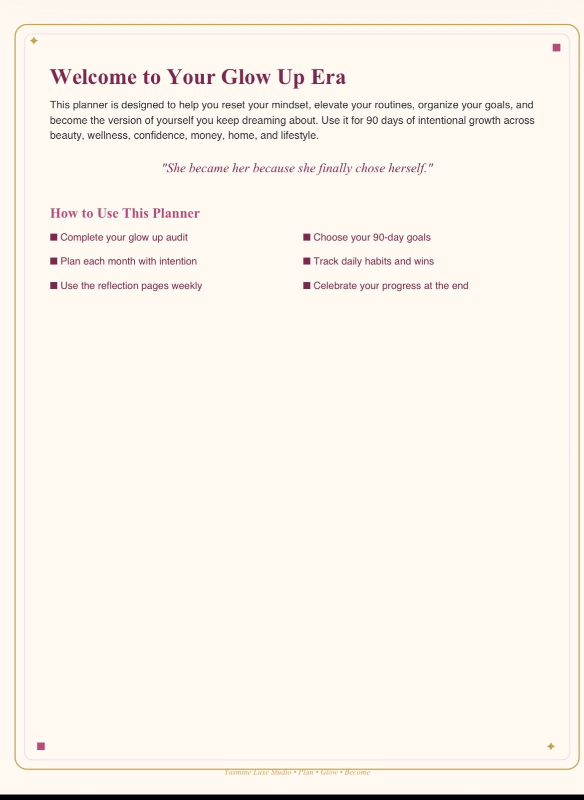 The Becoming Her™: 90-Day Glow Up Planner