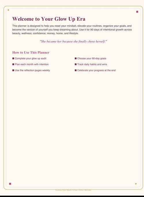 The Becoming Her™: 90-Day Glow Up Planner
